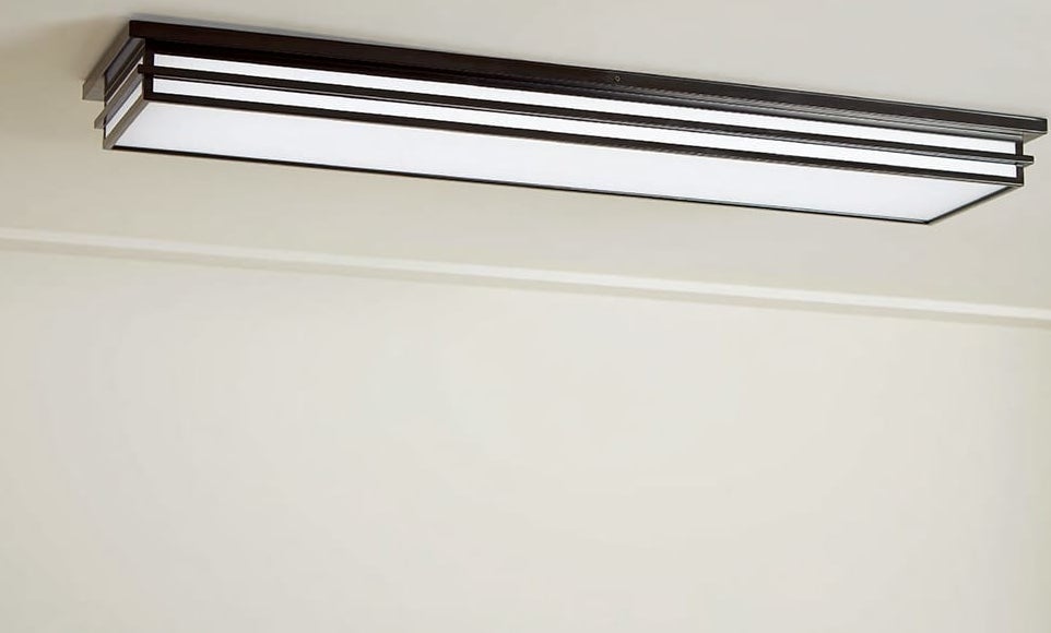 large flush rectangular light with black trim