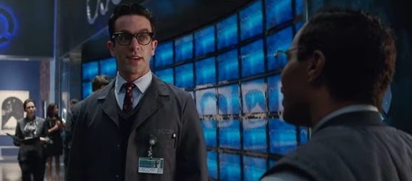 Alistair Smythe talking to Max Dillon in &quot;The Amazing Spider-Man 2&quot;