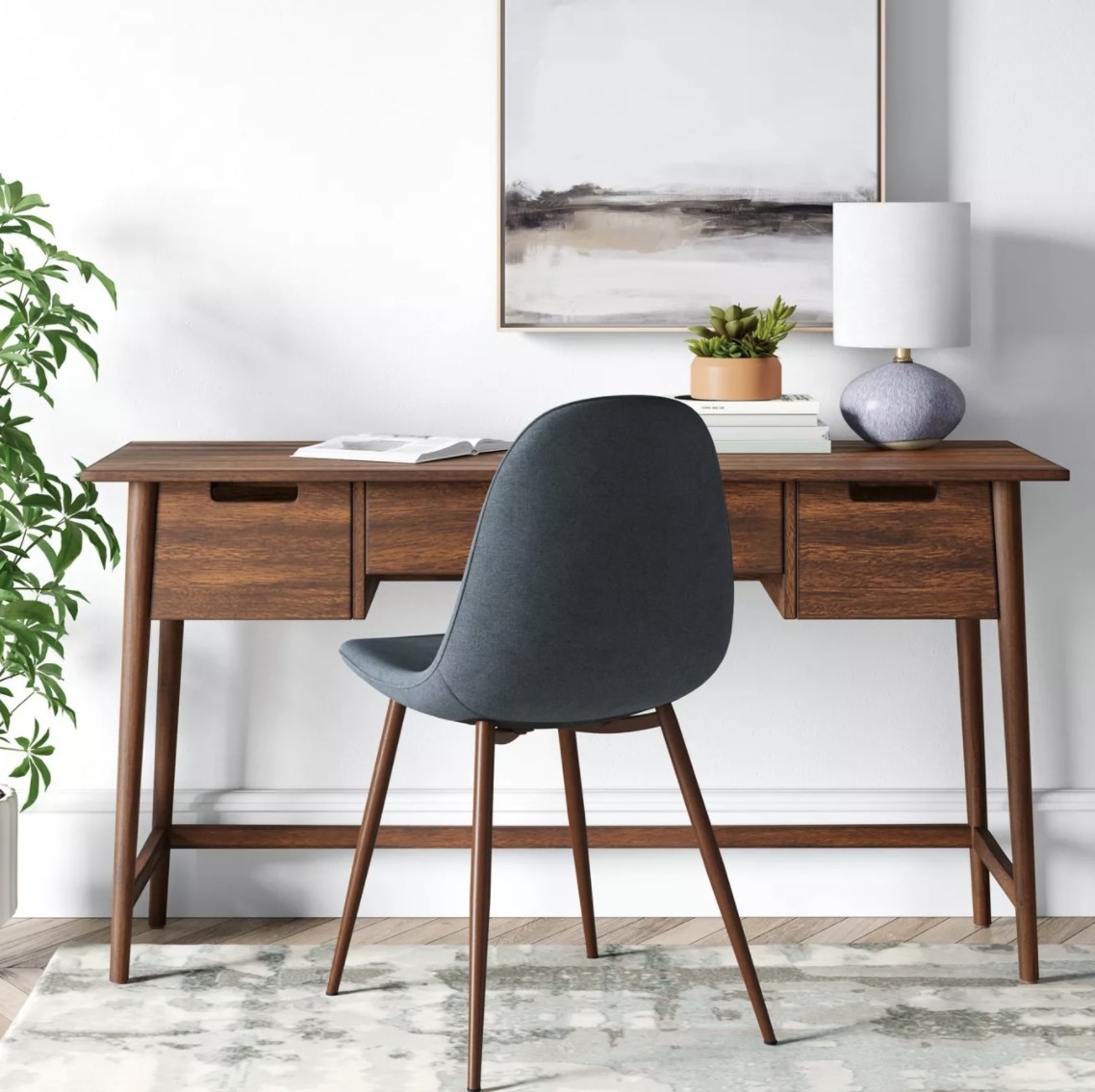 wooden desk with chair