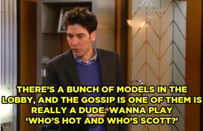 ted says &quot;there&#x27;s a bunch of models in the lobby and the gossip is one of them is really a dude. wanna play who&#x27;s hot and who&#x27;s scott?&quot;