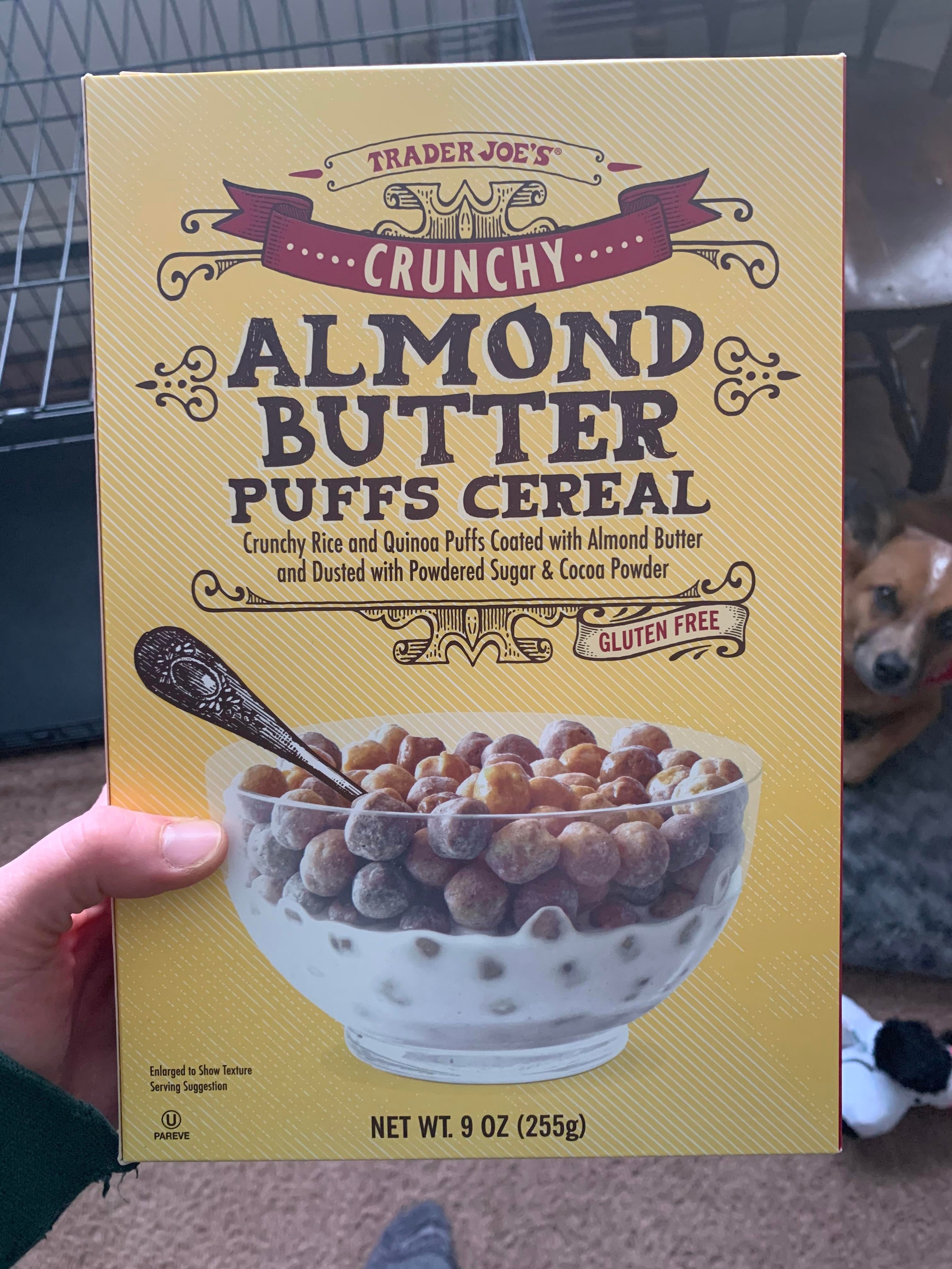 A box of almond butter crunch cereal.
