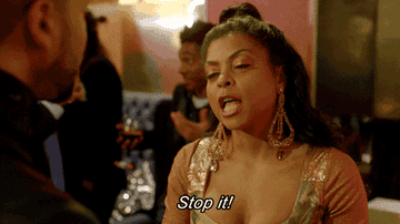 taraji p. henson in &quot;empire&quot; closing fingers in front of a face saying &quot;stop it!&quot;