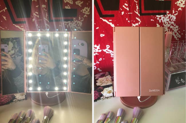 A reviewer's pink mirror