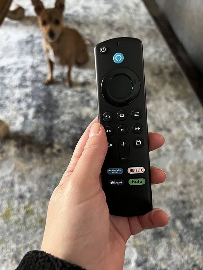 reviewer holding the Fire TV stick