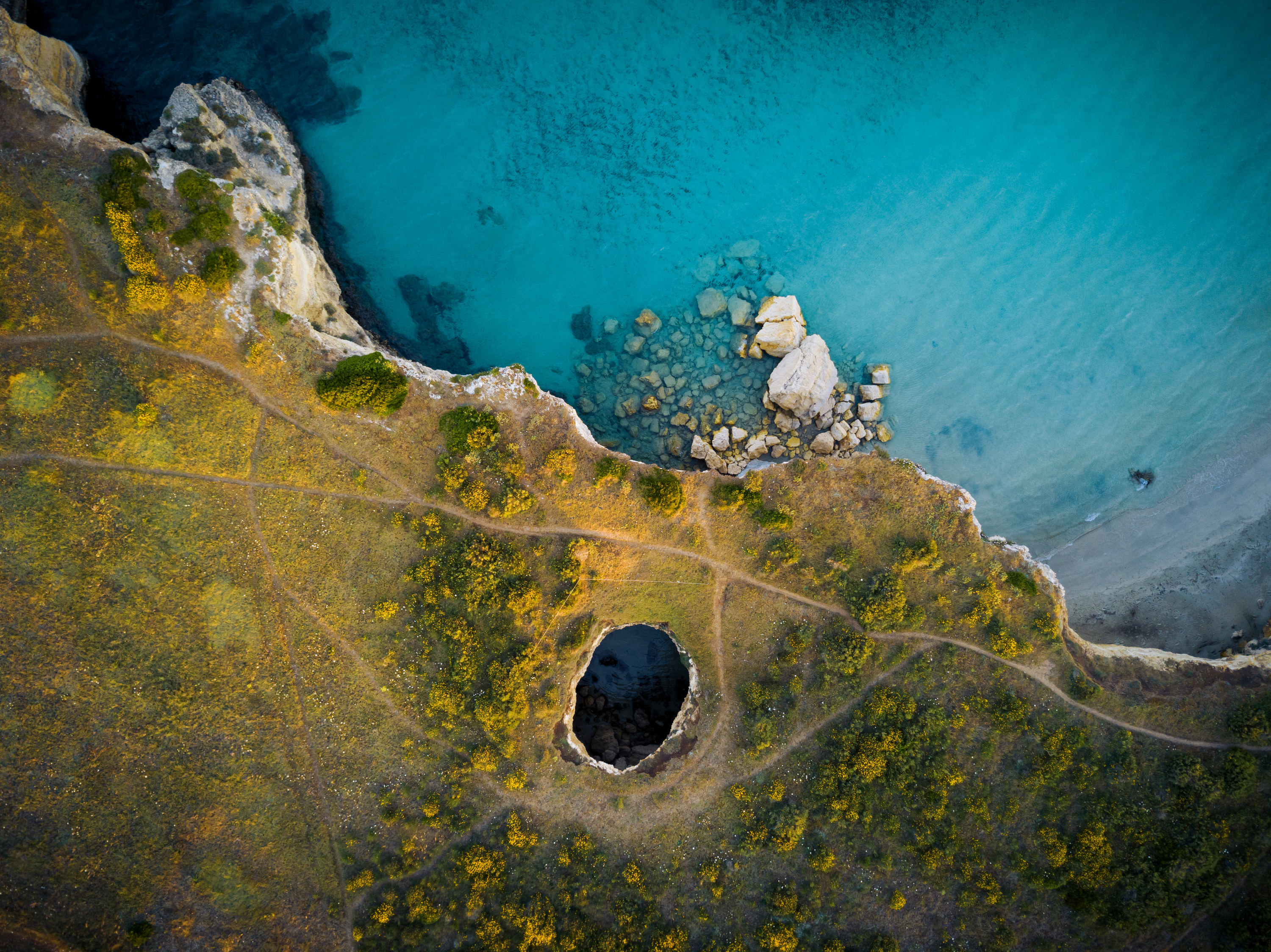 Aerial view of beautiful coastline in Italy, Puglia