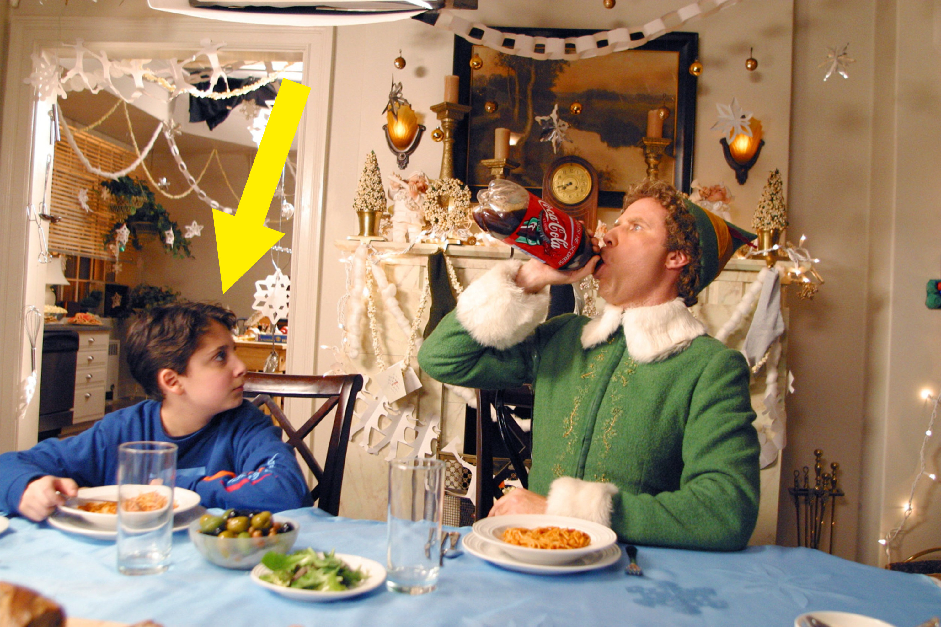 Will ferrel and him at the dinner table watching will chug a 2 liter of soda