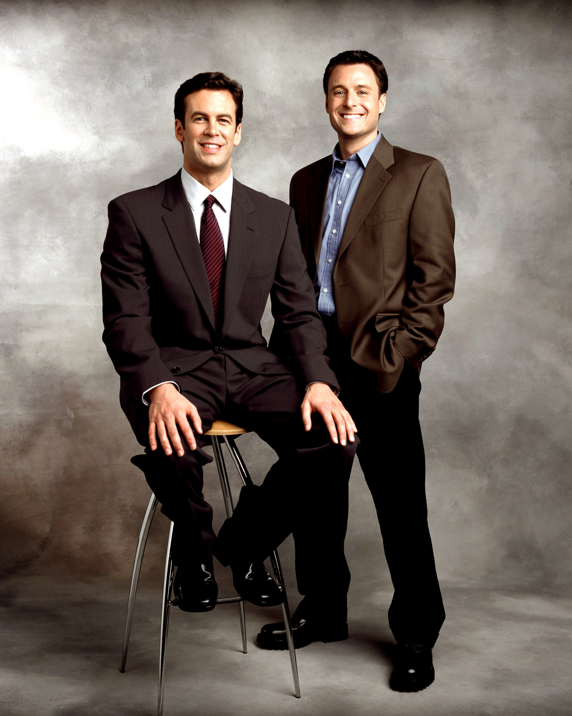 Chris Harrison (right) stands with Alex Michel, the bachelor for &quot;The Bachelor&quot; season 1