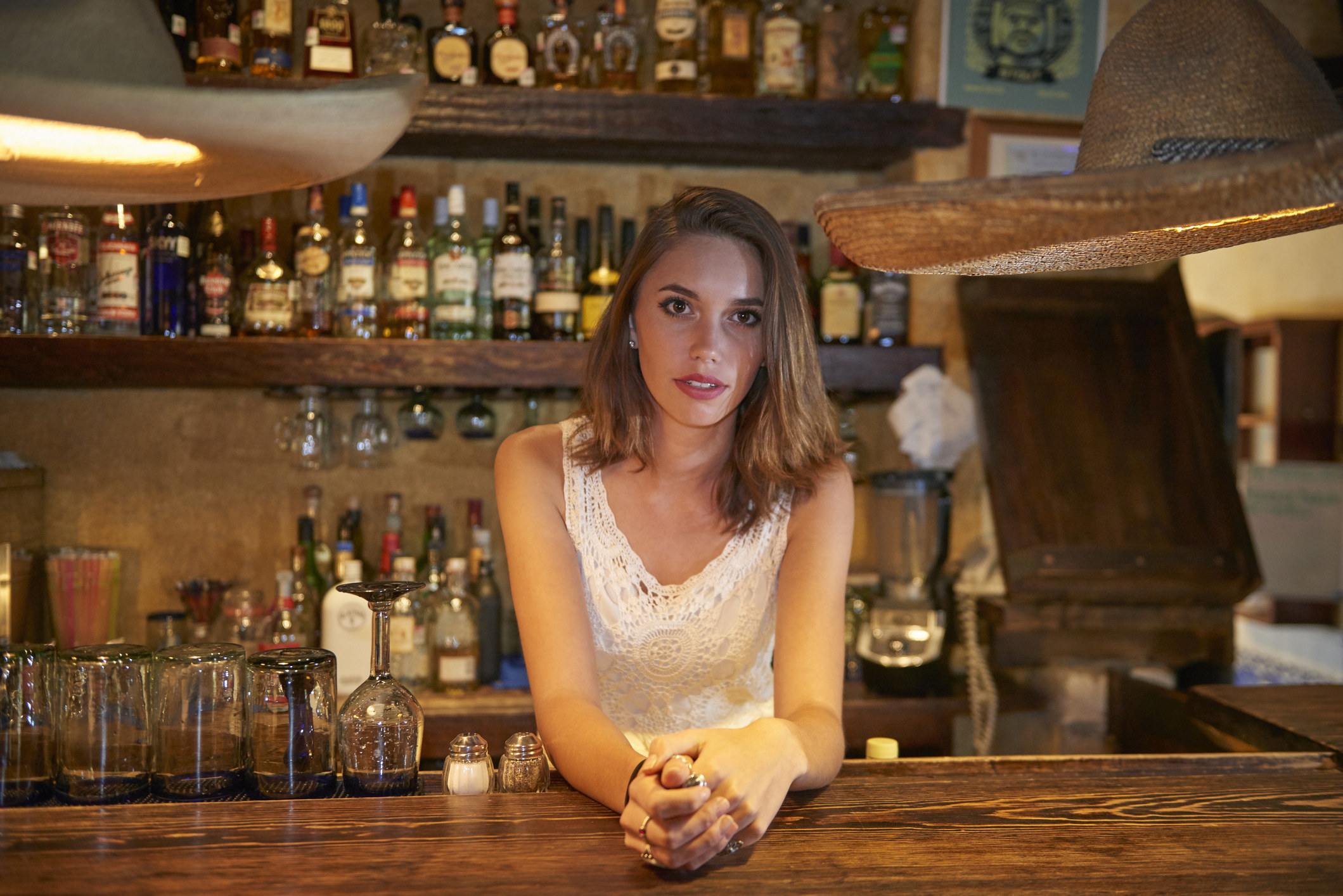 unhappy female bartender
