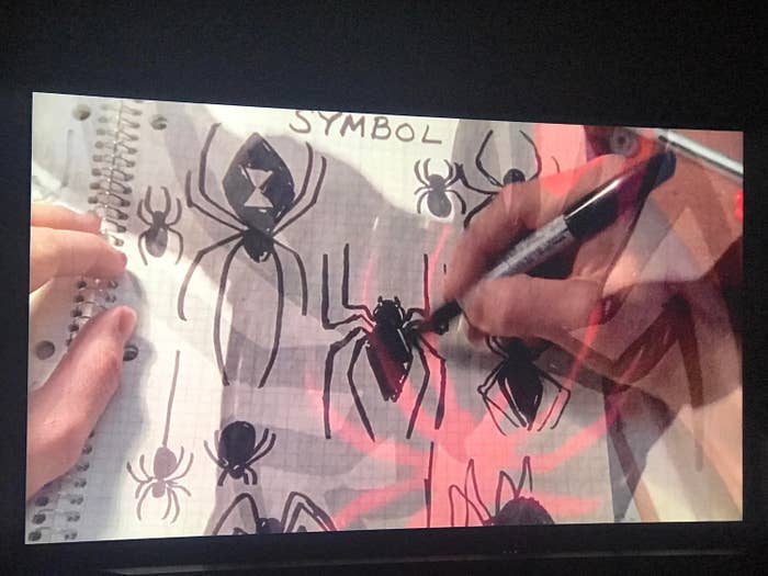 Peter Parker sketching black widows