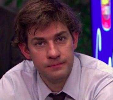 Jim from The Office looking at the camera annoyed