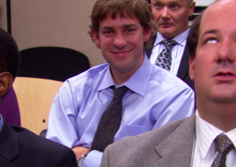 Jim from The Office looking amused