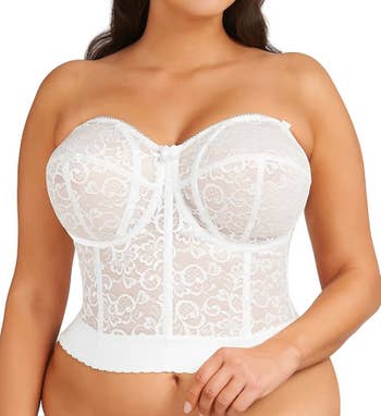 Model wearing achromatic bra