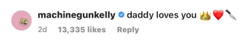 a comment that says daddy loves you