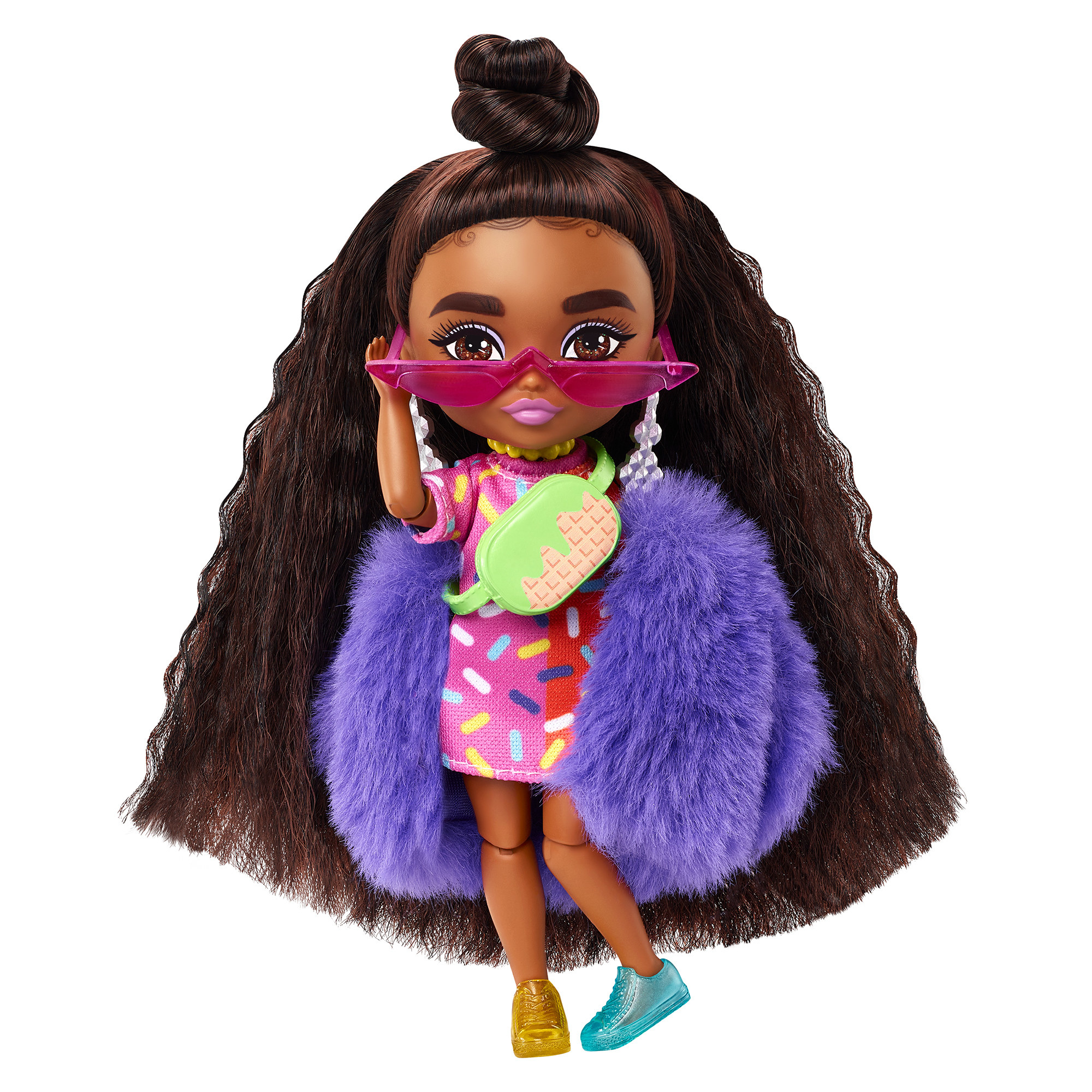 the mini barbie with a stylish outfit