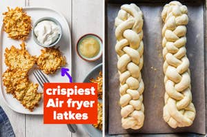 Air fryer latkes; homemade challah brad