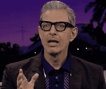Jeff Goldblum raises his hand and opens his mouth before closing it again on &quot;The Late Late Show with James Cordon&quot;