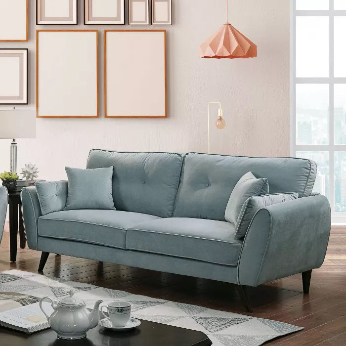 a blue sofa