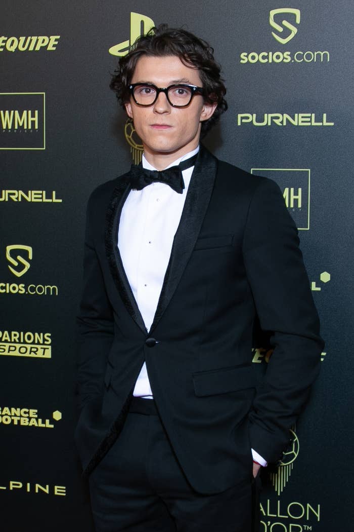 Tom Holland in a tux and eye glasses at the Ballon D&#x27;or ceremony