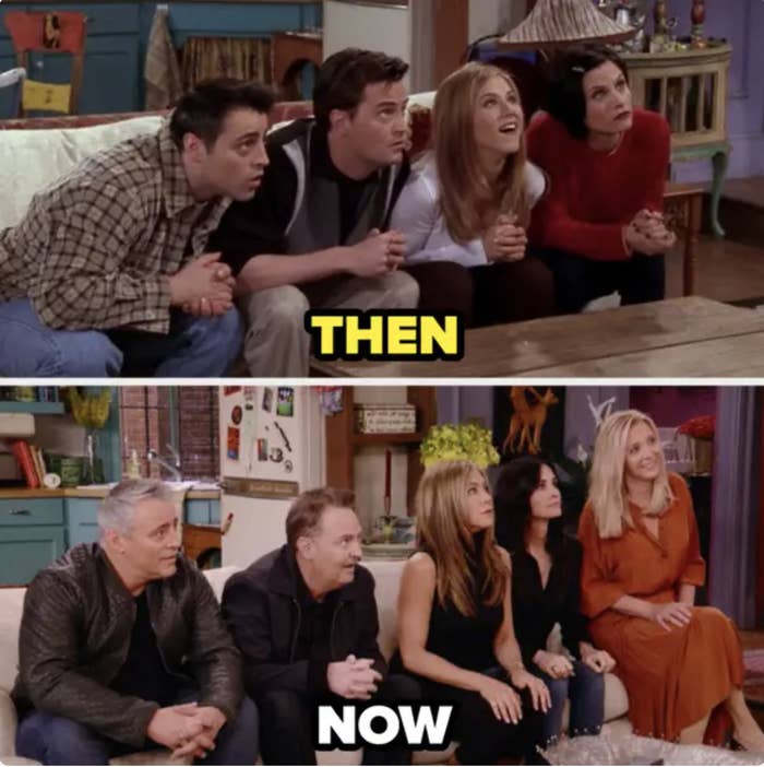 then and now cast on the couch