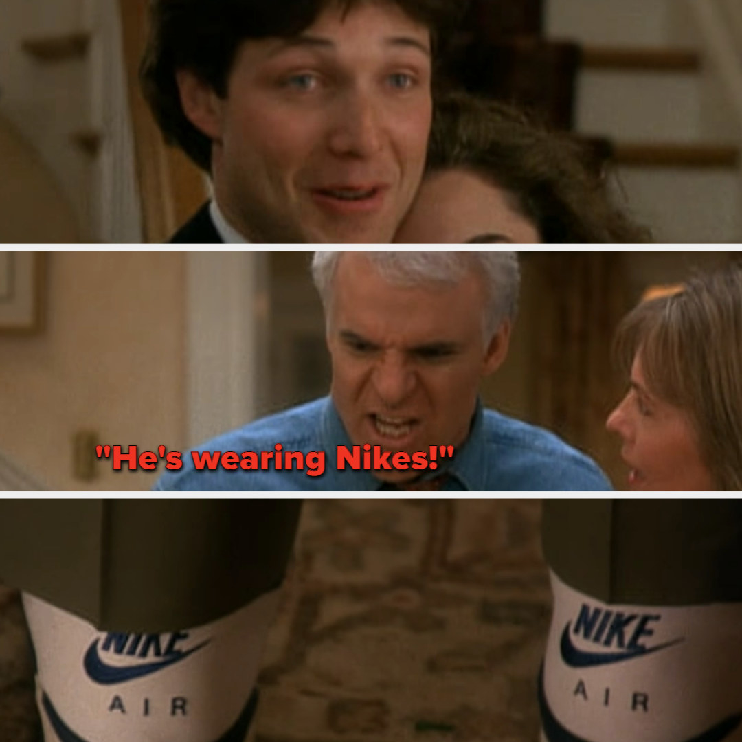 George, a shoe company owner, reacts negatively to his future son-in-law wearing Nike sneakers in his home