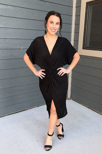 another reviewer wearing the black dress