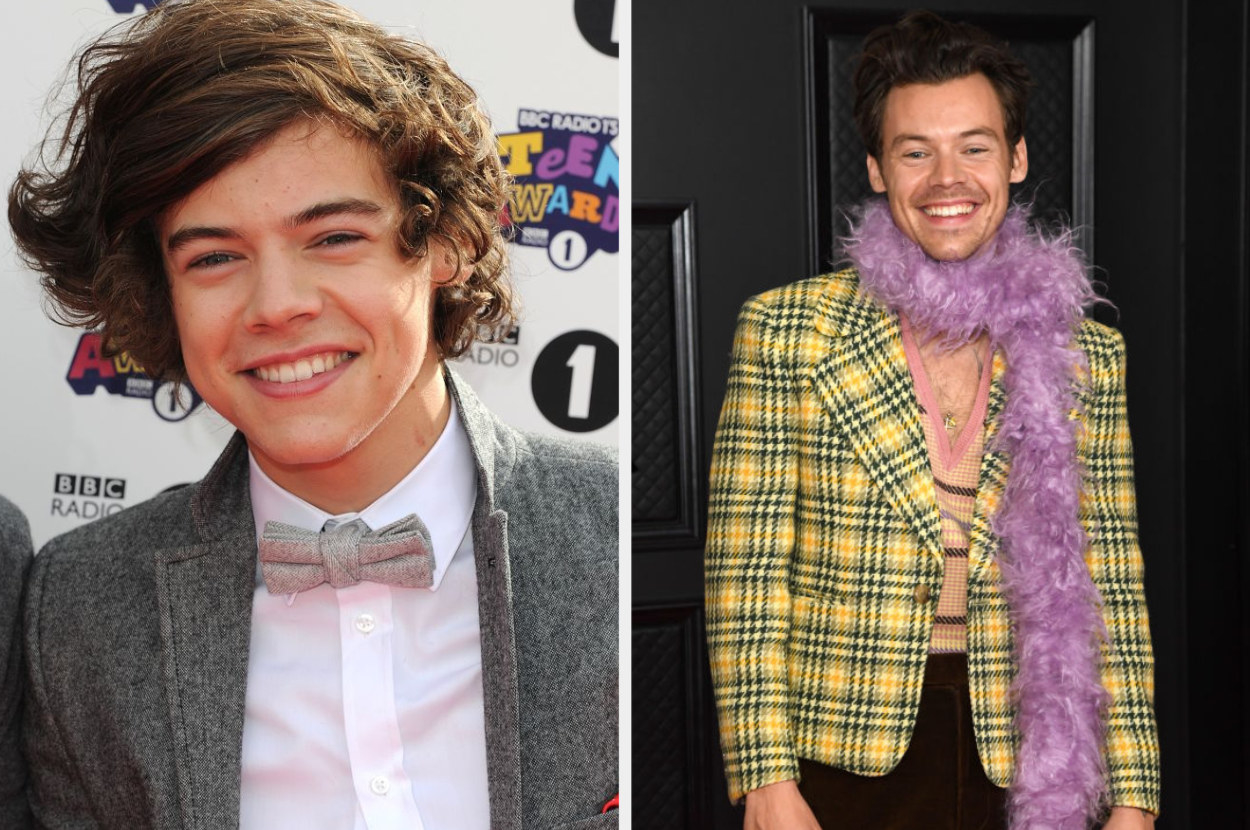 Harry Styles at the 2011 BBC Teen Awards with One Direction, Harry Styles at the 2021 Grammys