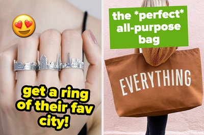 A split thumbnail of rings and a canvas bag