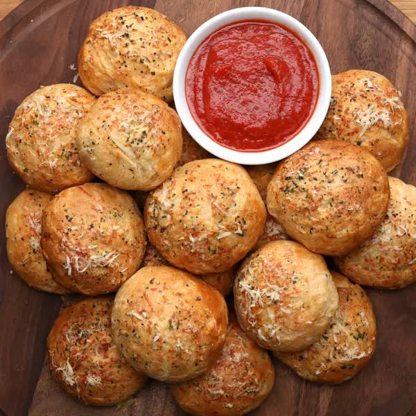 A close up of the pizza bombs