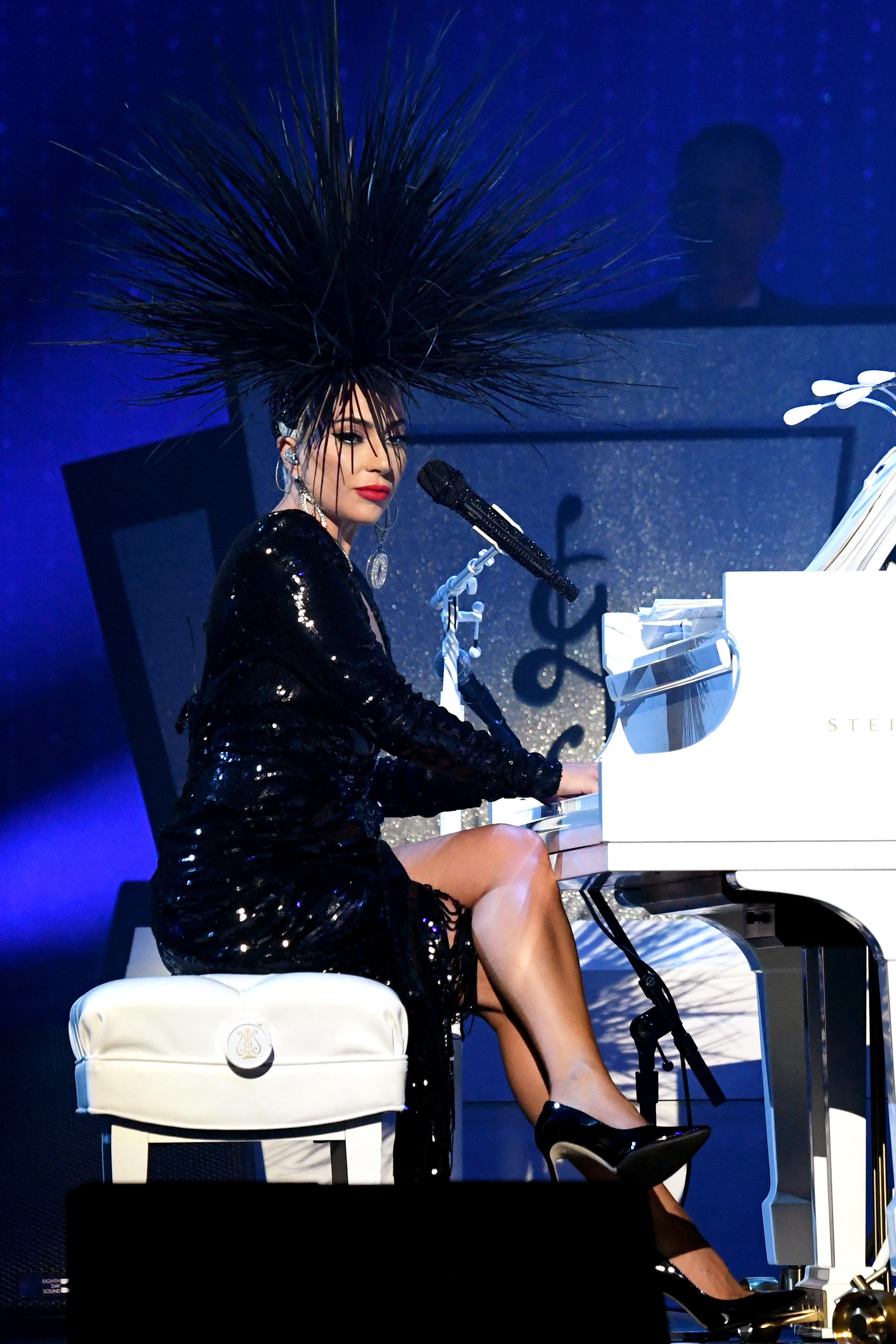 Lady Gaga playing the piano