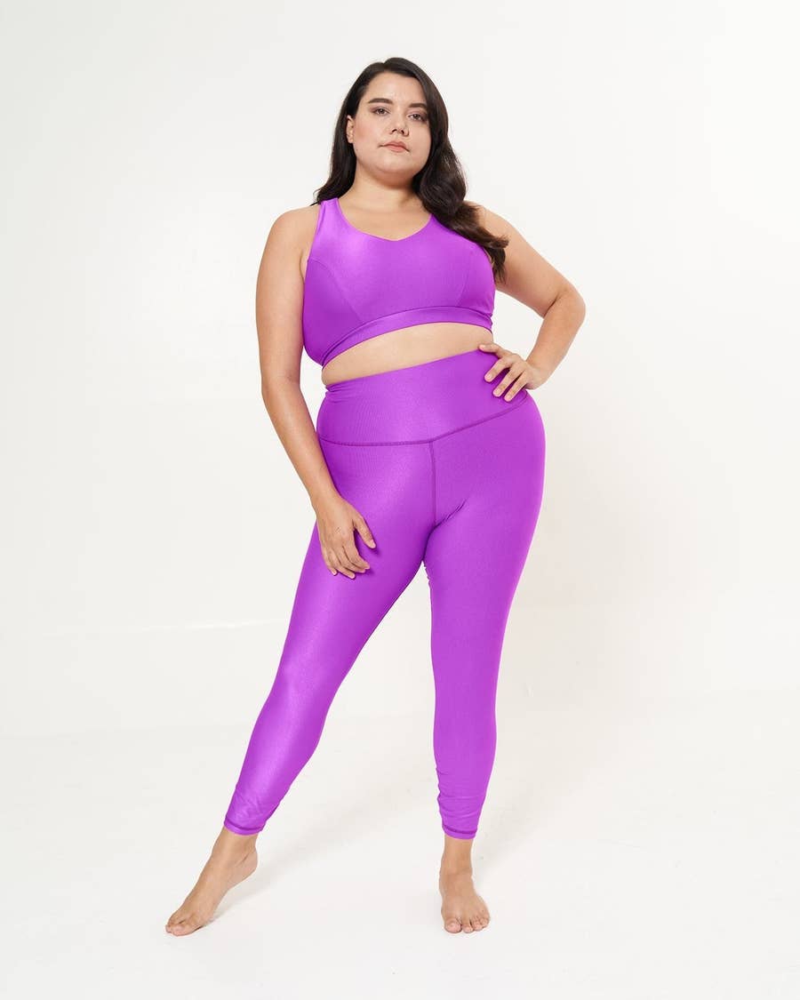 Purple Women's Plus Size Leggings, Solid Color Yoga Pants- Made in