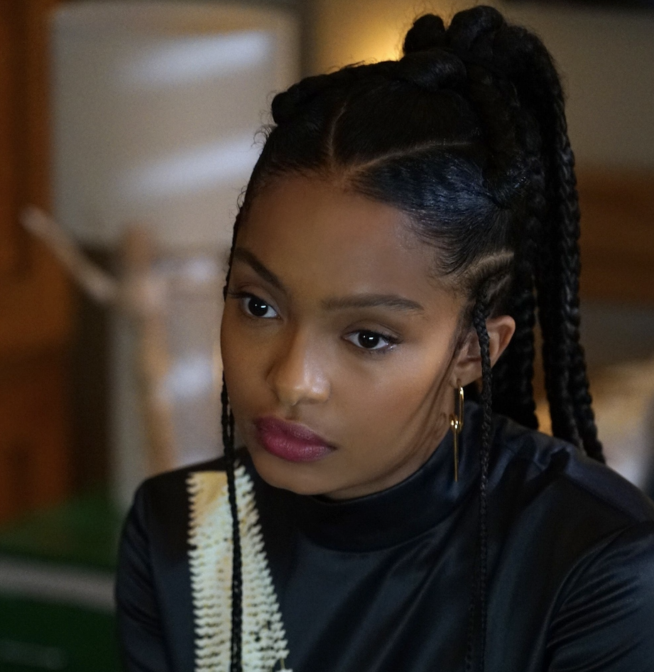Yara Shahidi with a braided style as Zoey Johnson in &quot;Grown-Ish&quot;