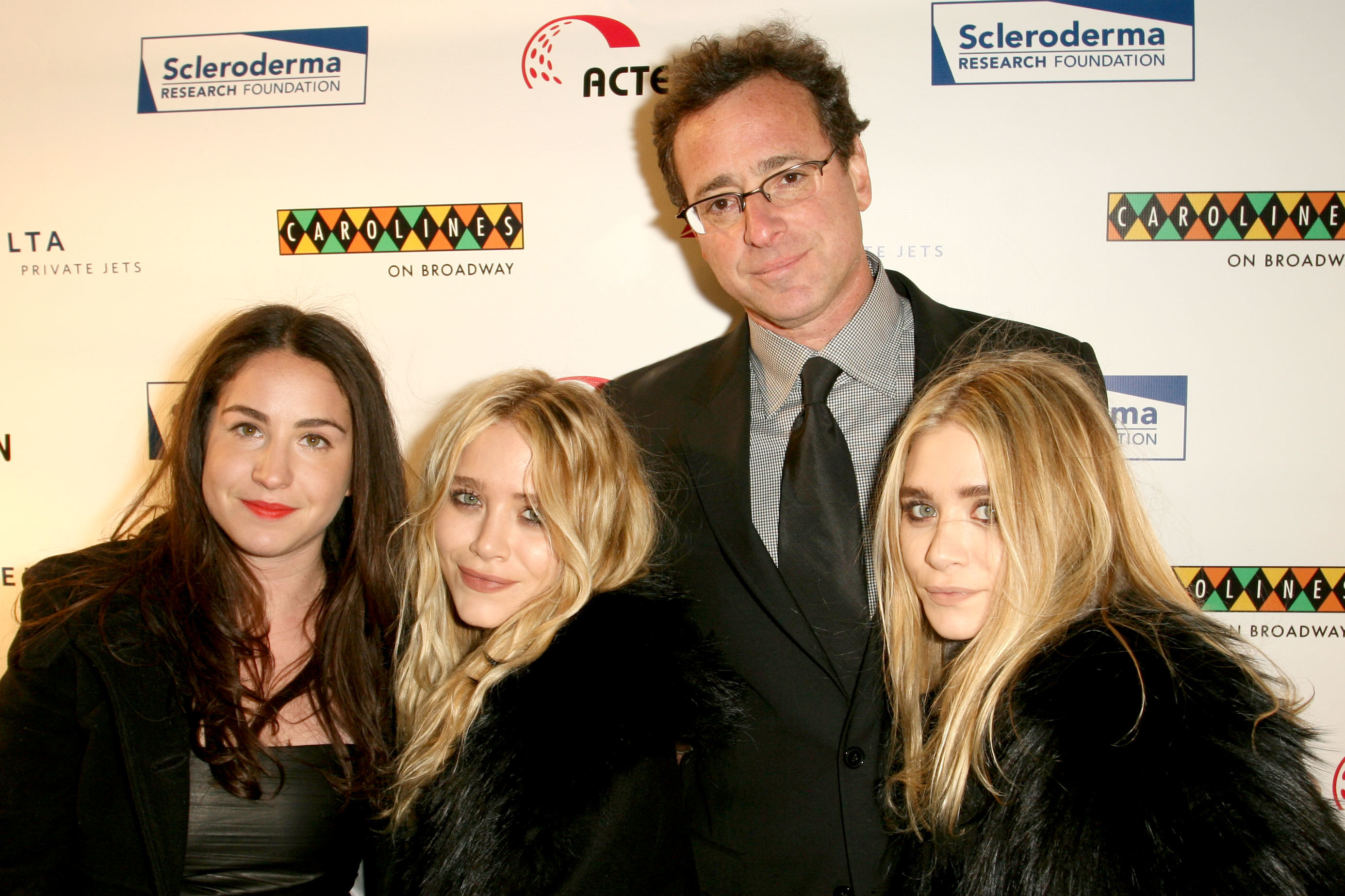 Aubrey Saget, Mary-Kate Olsen, Bob Saget, and Ashley Olsen attend the Cool Comedy Gala in 2010