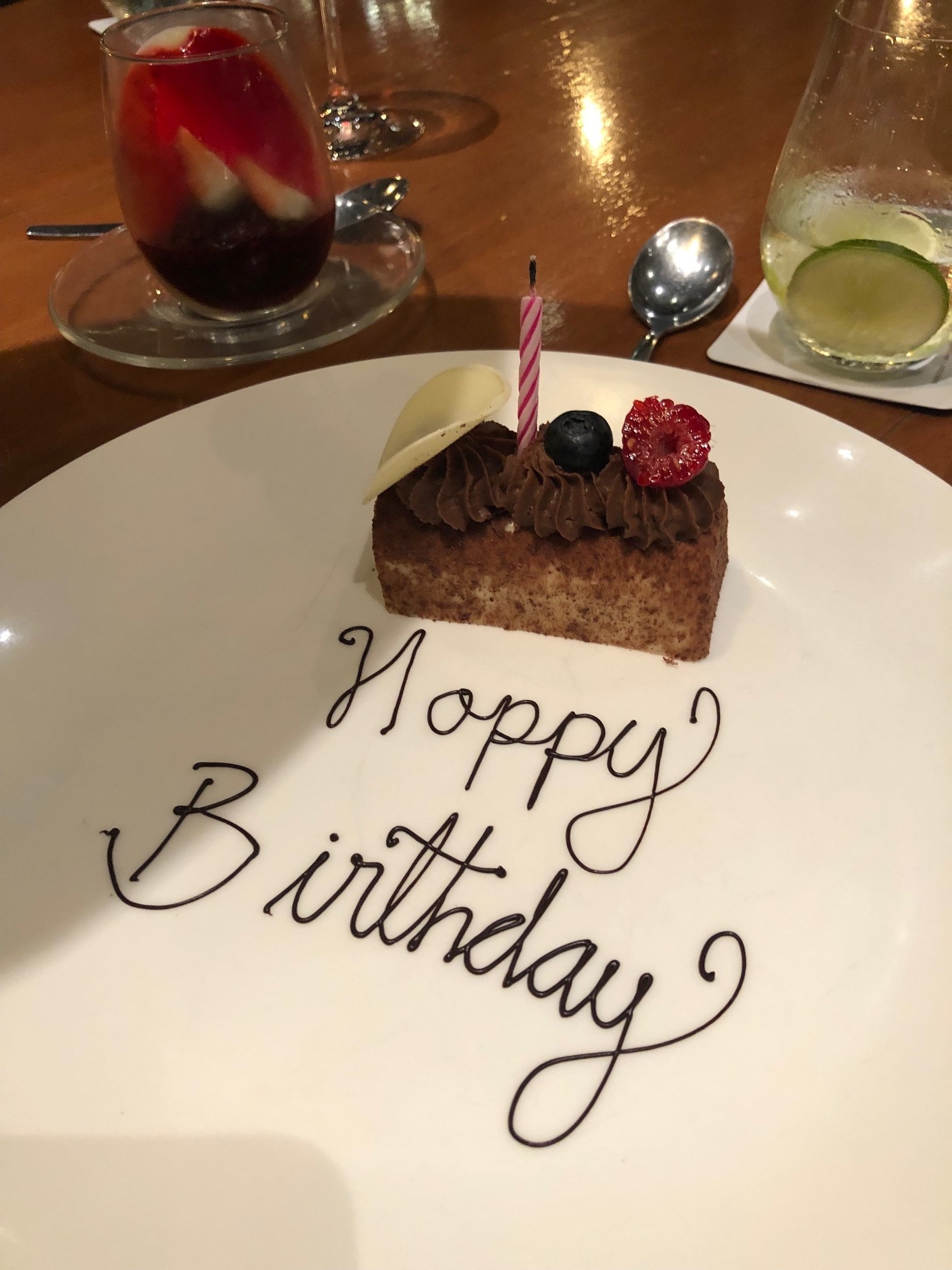 &quot;Happy Birthday&quot; written on the dessert plate
