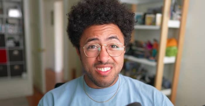 Youtuber Jarvis Johnson makes baffled expression, wearing wire rimmed glasses