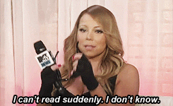 Mariah Carey putting on sunglasses saying &quot;I can&#x27;t read suddenly I don&#x27;t know&quot;