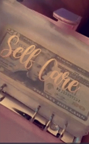 GIF of reviewer flipping through the different money envelopes inside the binder