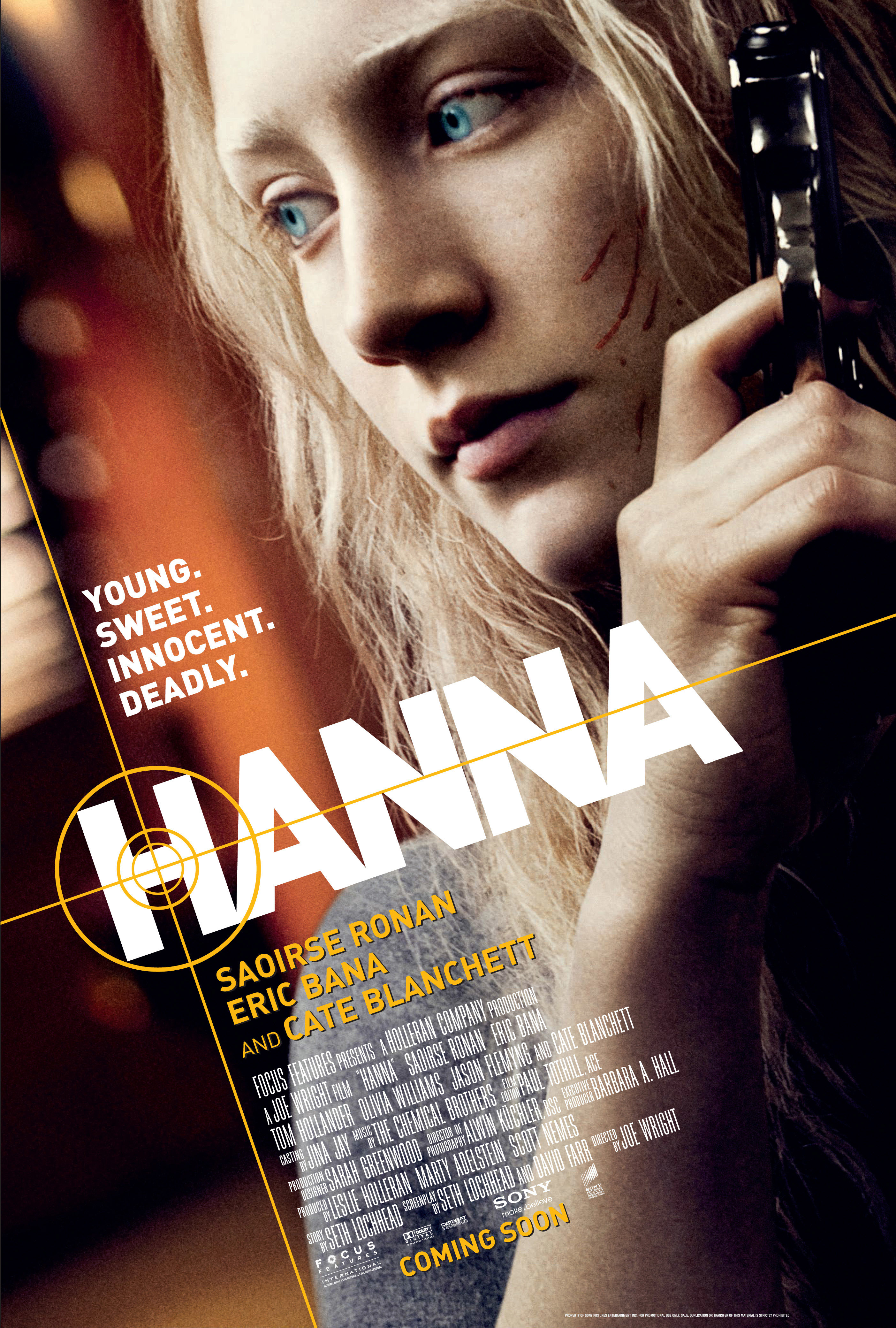 A woman holds a gun on the poster for the movie, &quot;Hanna&quot;