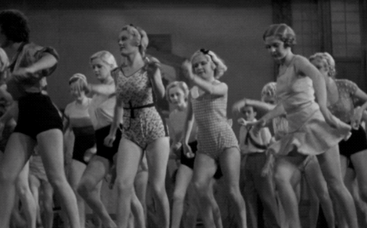 Women dancing in bathing suits