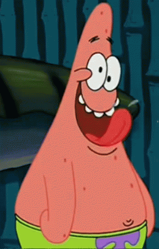 Patrick with his tongue out in Spongebob
