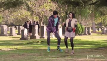 jean ralphio and mona lisa dance in a graveyard, saying &quot;don&#x27;t be suspicious&quot; over and over