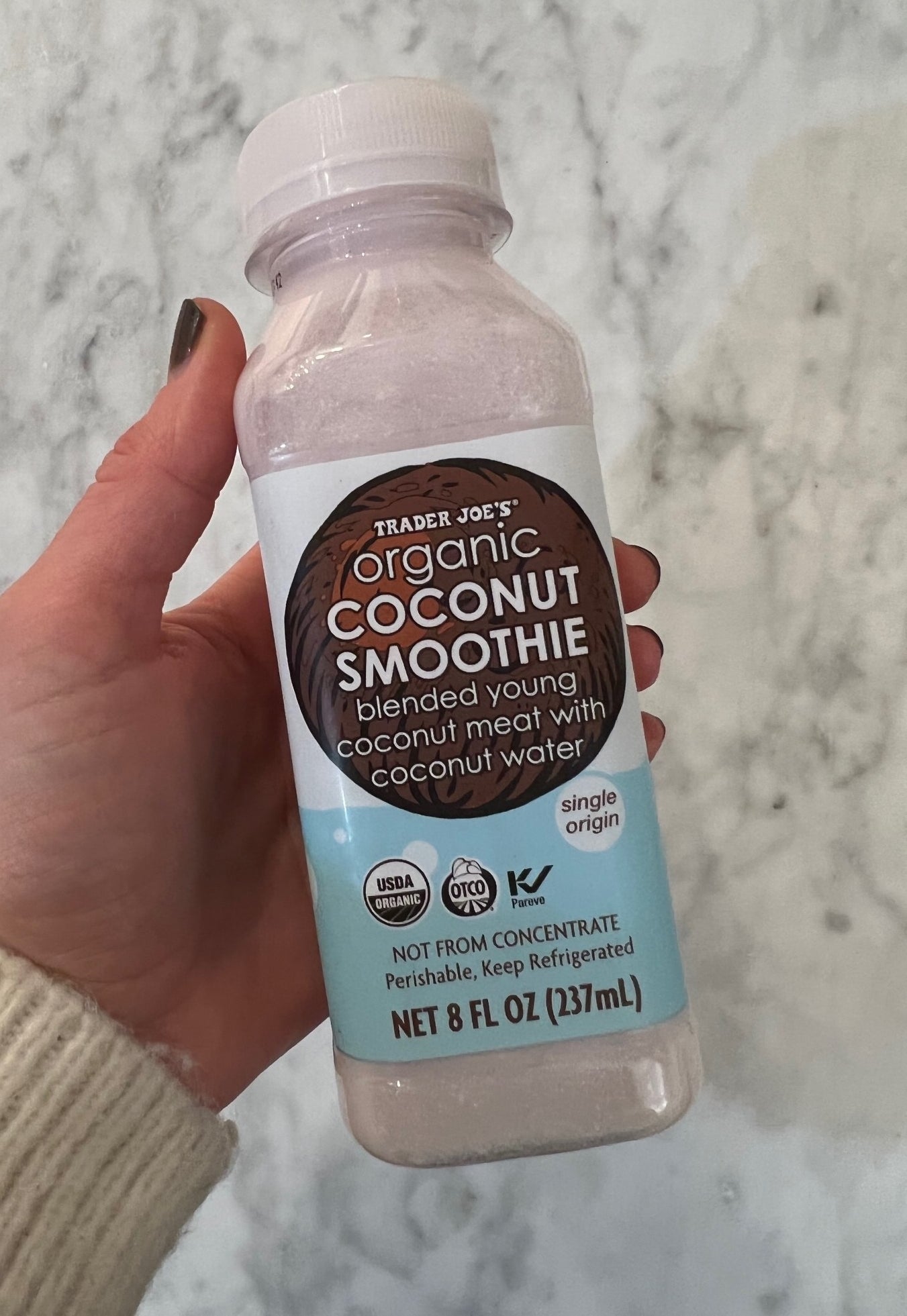 An organic coconut smoothie.