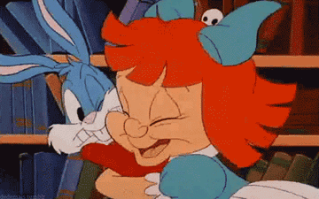 Elmyra squeezing Buster Bunny on &#x27;Tiny Toons