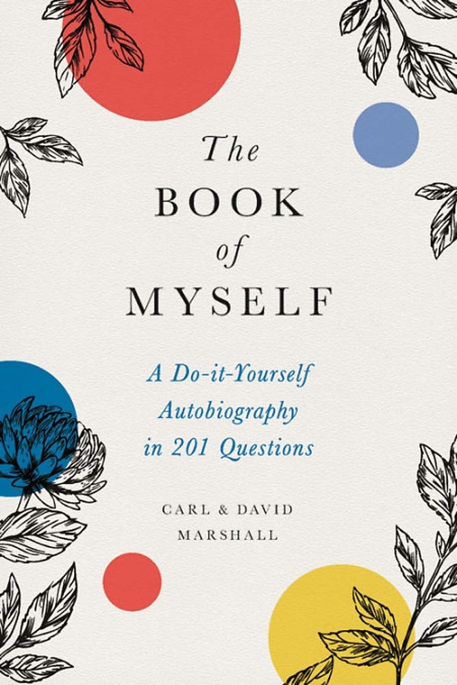 The cover of the book of myself with illustrations of vibrant circles and leaves on it