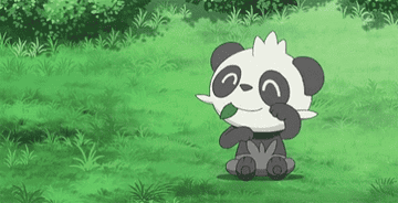 One Pancham walking over to another and sitting down