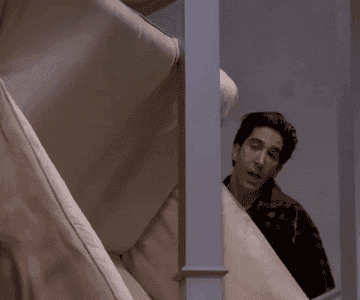 Ross &quot;pivoting&quot; his couch up the stairs during a move during an episode of &quot;Friends&quot;.