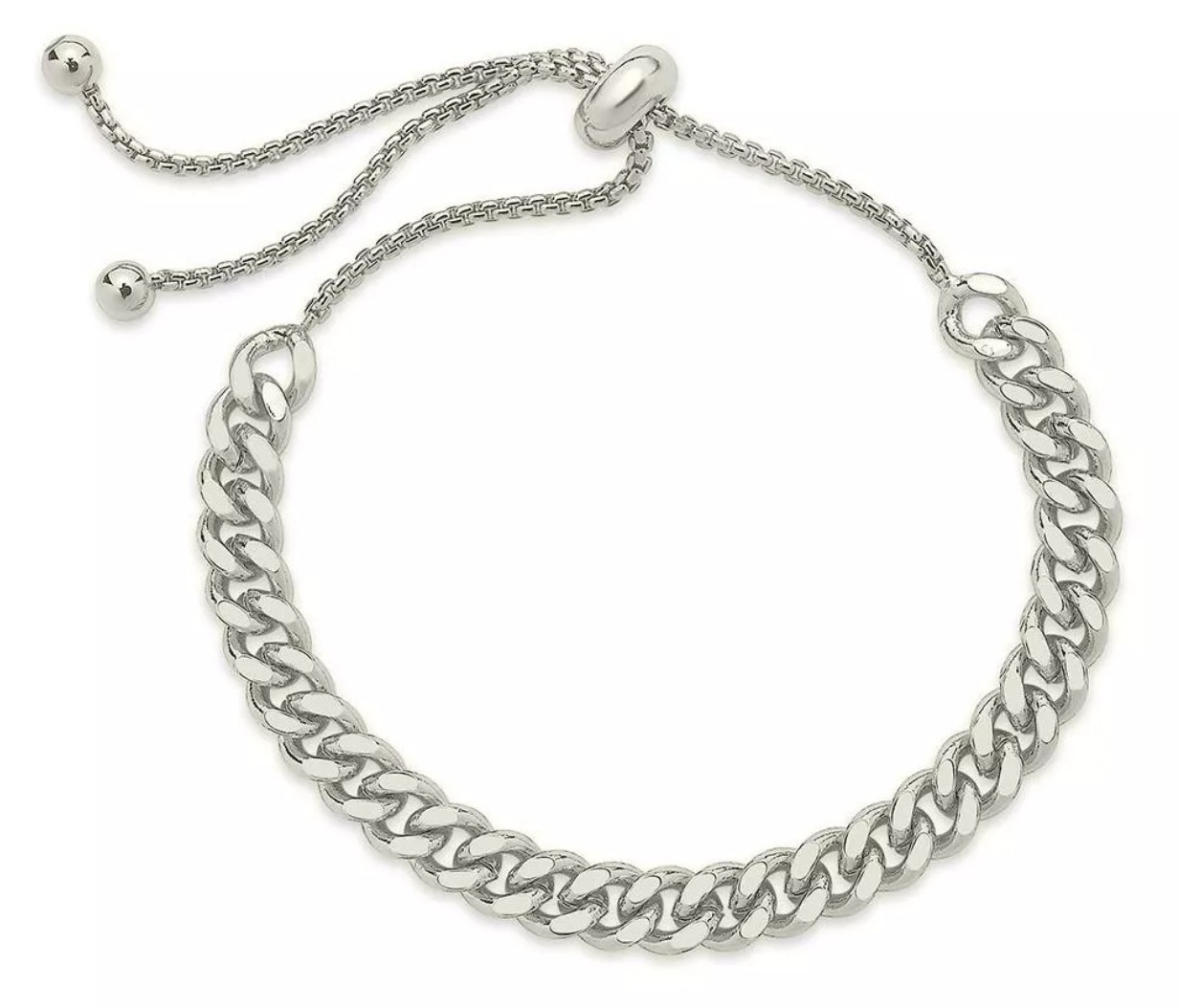 a silver chain bracelet with an adjustable closure