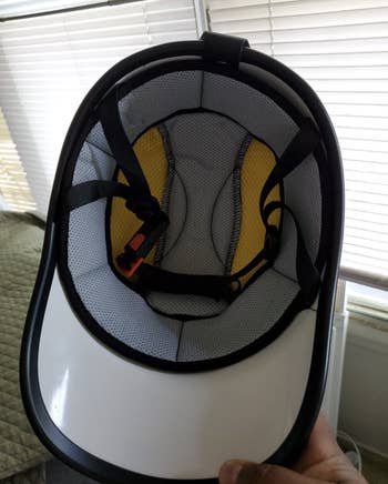 A customer review photo of the inside of the helmet