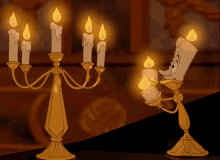 Lumiere talking to another candle in Beauty and the Beast