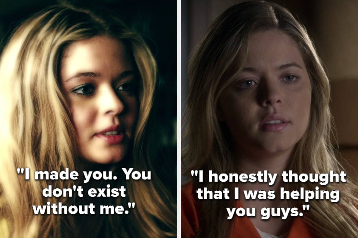 S1 Alison: &quot;I made you, you don&#x27;t exist without me,&quot; S5: &quot;I honestly thought that I was helping you guys&quot;