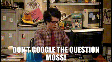 A GIF Moss typing at his computer until Roy tells him to stop in